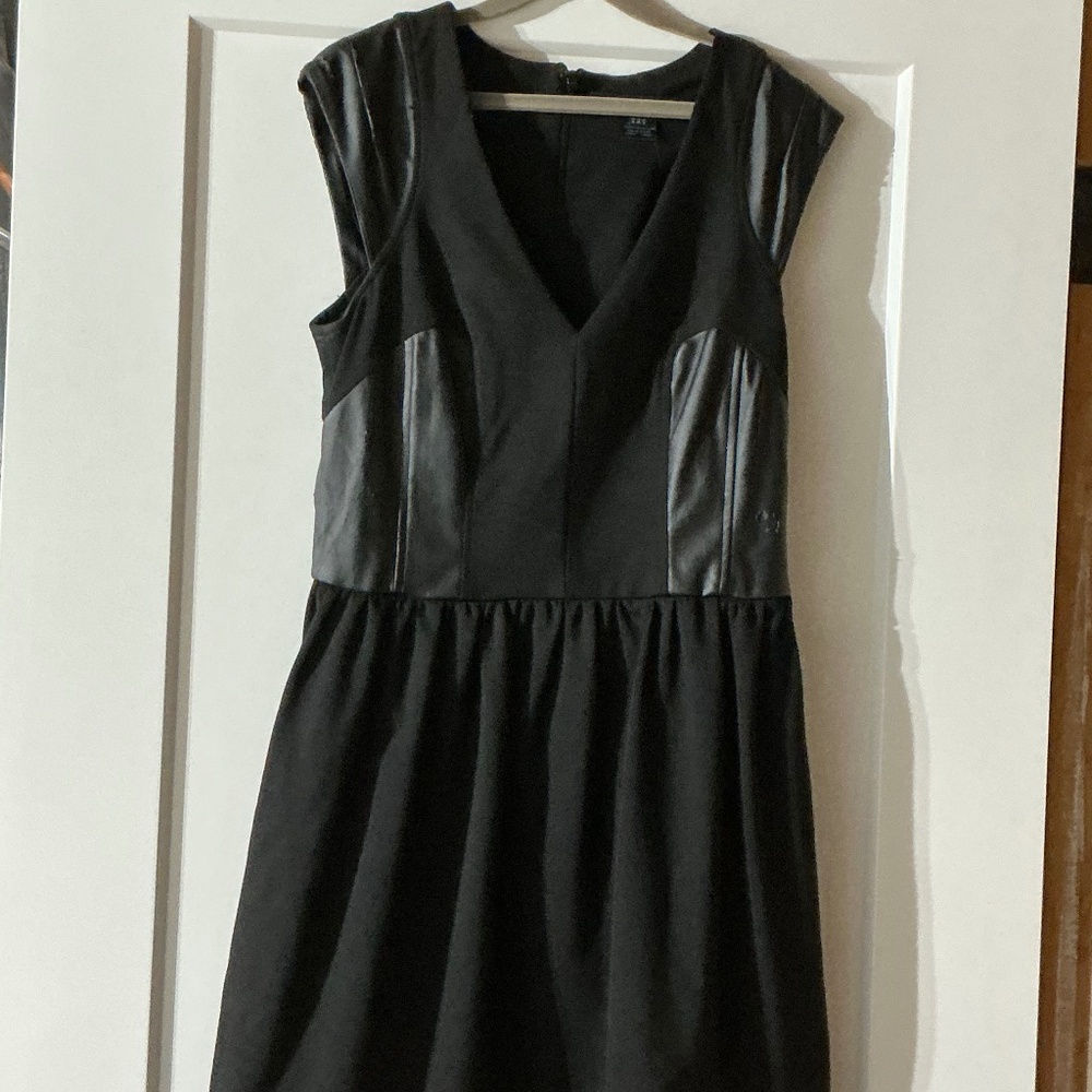French Connection black mini dress with vegan leather accents